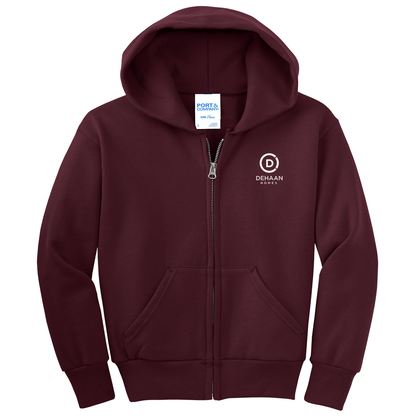 Port & Company® Youth Core Fleece Full-Zip Hooded Sweatshirt
