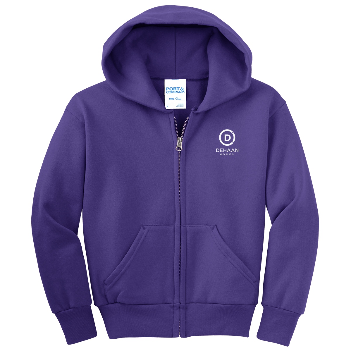 Port & Company® Youth Core Fleece Full-Zip Hooded Sweatshirt