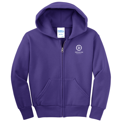 Port & Company® Youth Core Fleece Full-Zip Hooded Sweatshirt